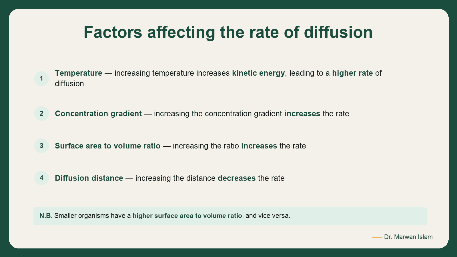 Slide 3: Factors affecting the rate of diffusion