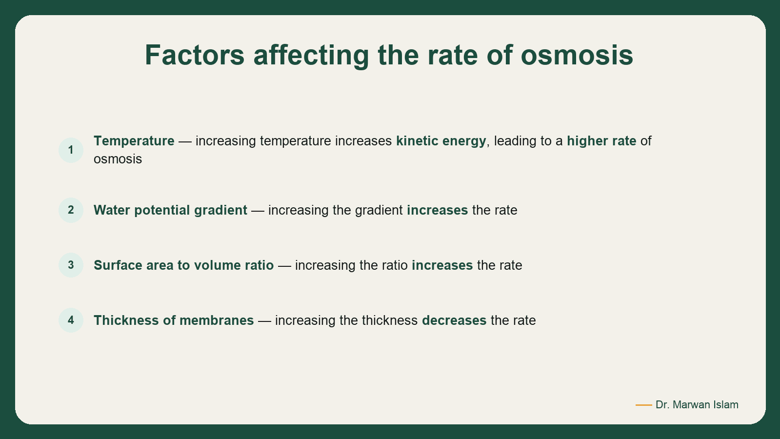 Slide 7: Factors affecting the rate of osmosis
